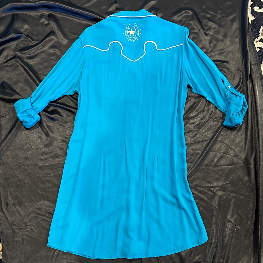 Wrangler Blue Embroidered Mini Dress - Picture 2 of 7
